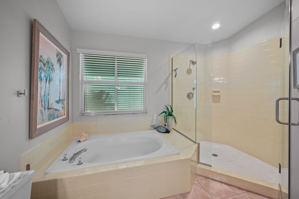 Soaking tub and separate shower