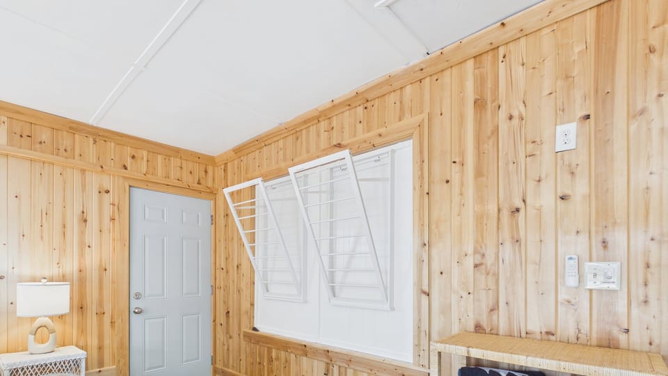 Built-in drying racks on the wall