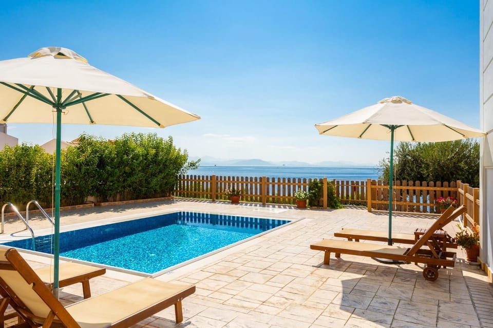 Private pool and terrace with sea views