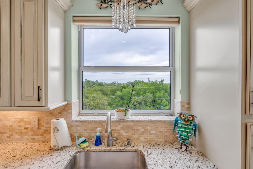 Check out the mangrove jungle view out of kitchen window.