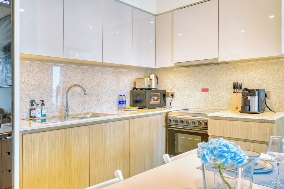 Premium Apartment, City View | Private kitchen | Full-size fridge, microwave, oven, stovetop