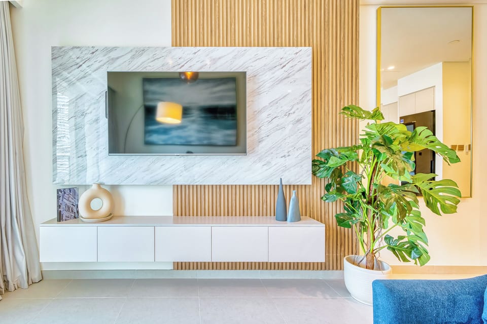 Premium Apartment, City View | Living room | 35-inch Smart TV with digital channels