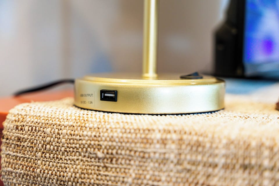 USB charge in some lamps throughout home