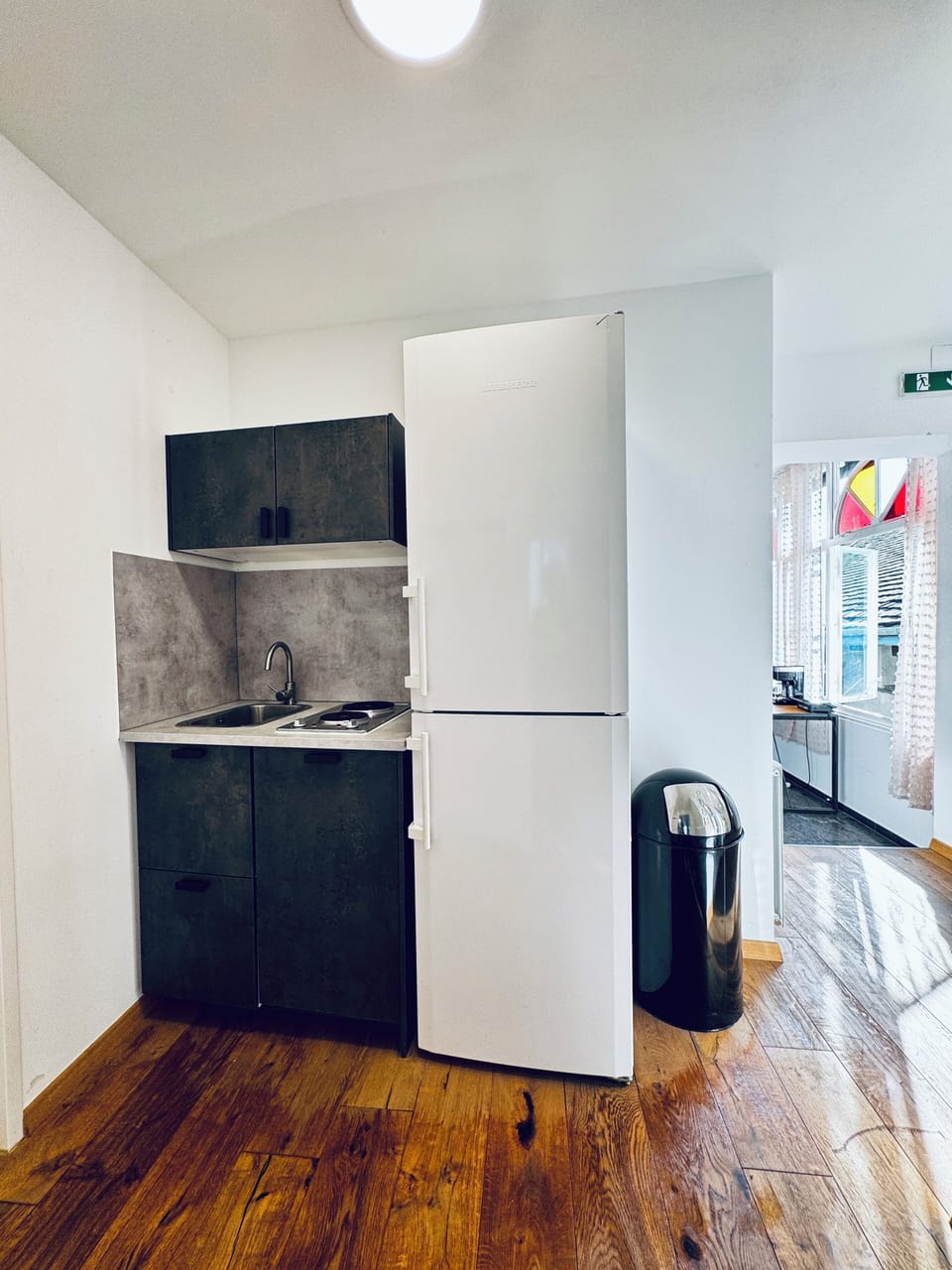 Basic Apartment | Private kitchen | Fridge, microwave, stovetop, cookware/dishes/utensils