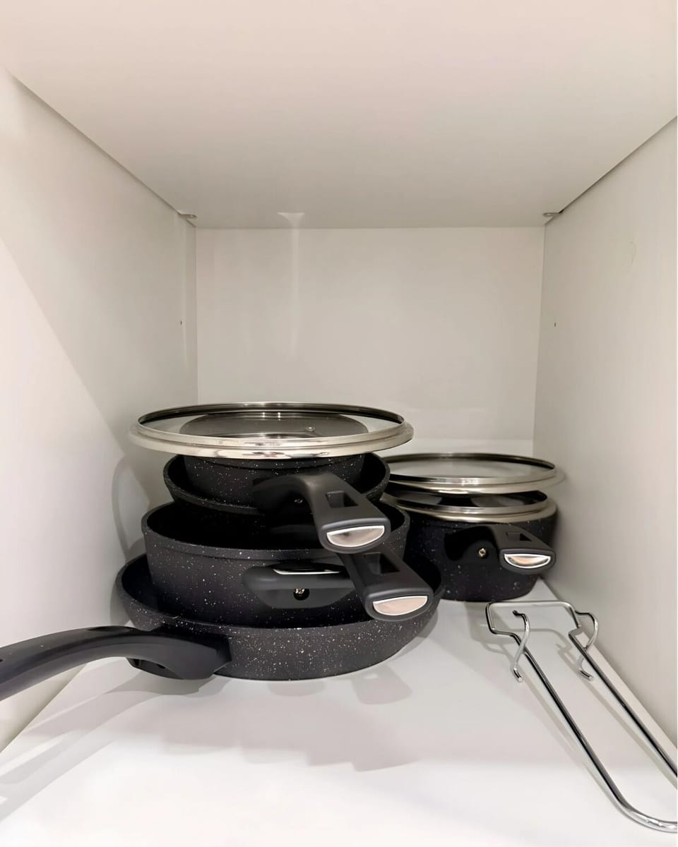 Well-equipped kitchenette with essentials for light cooking and longer stays.