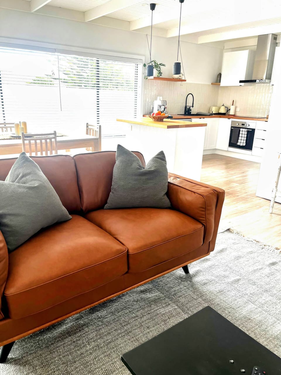 Leather Couch Kitchen and Dining Table