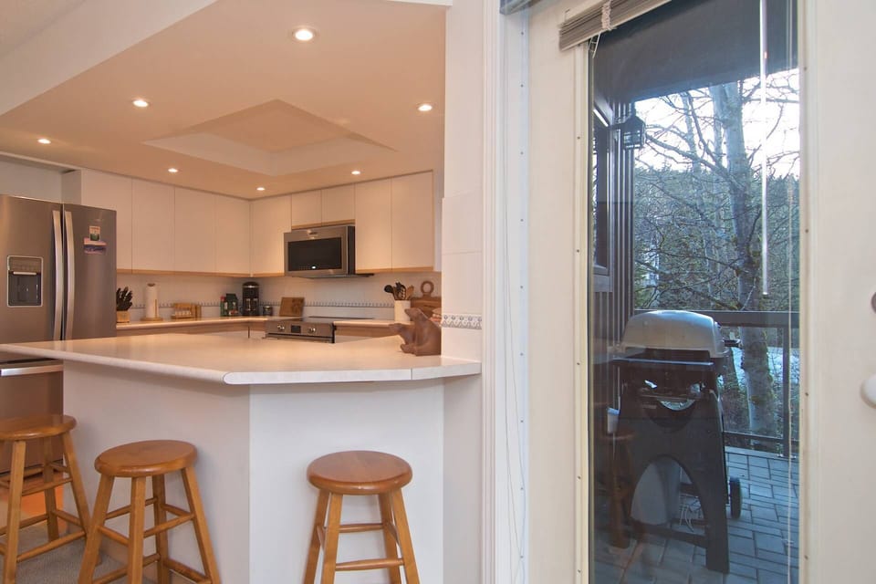 Patio off the kitchen with propane grill