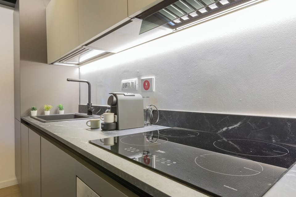 Basic Apartment | Private kitchen | Espresso maker, electric kettle