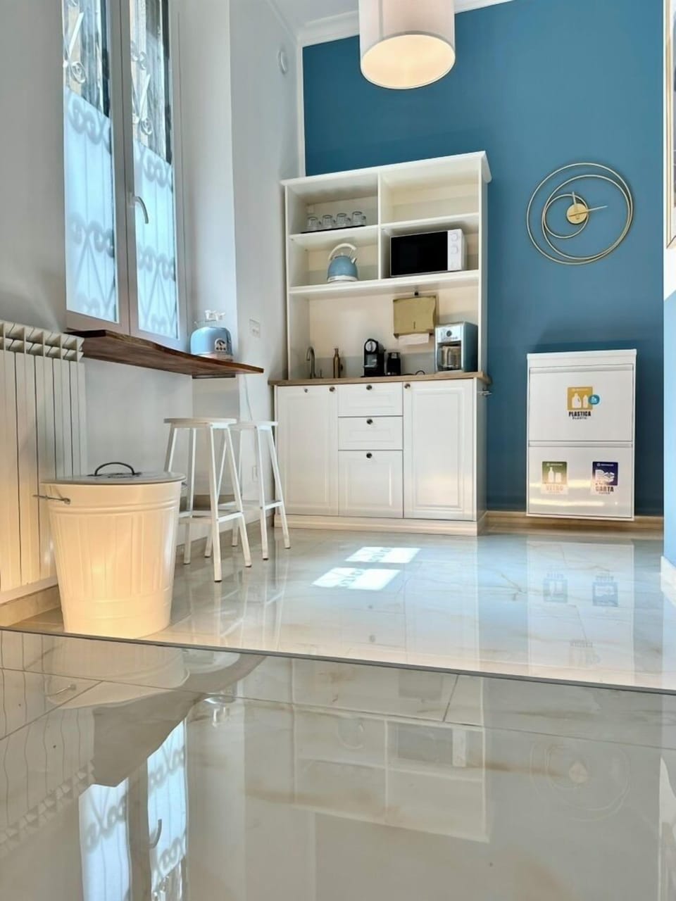 Mini-fridge, microwave, cookware/dishes/utensils