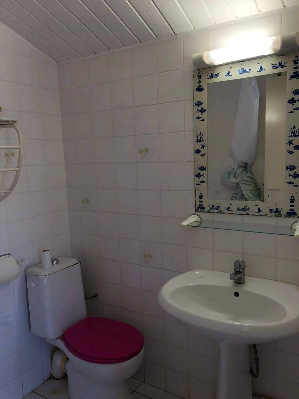 Shower, towels, toilet paper