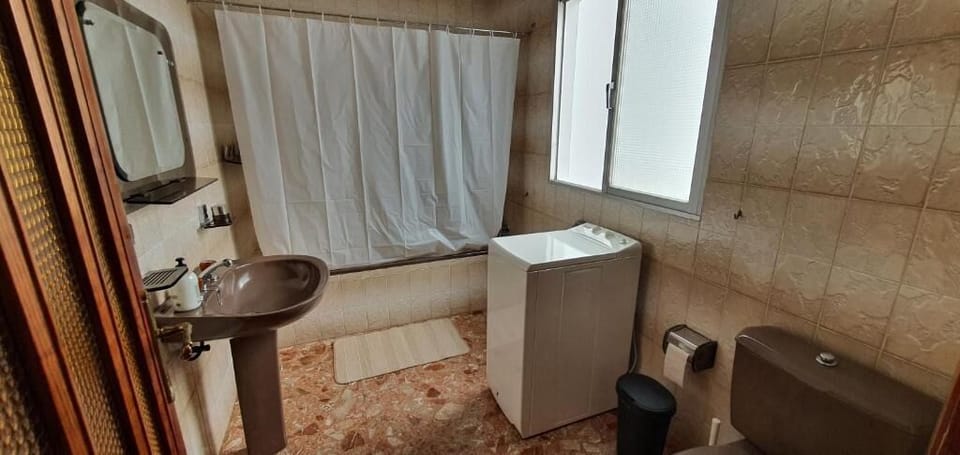Hair dryer, towels, toilet paper