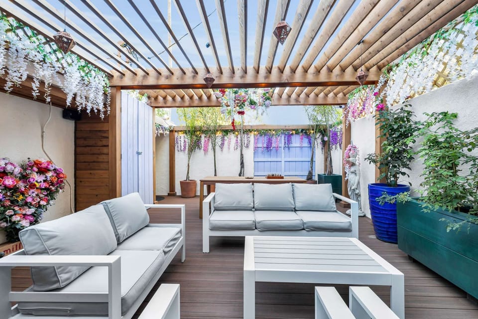 Hang out with your travel buddies in the courtyard - or make new friends!