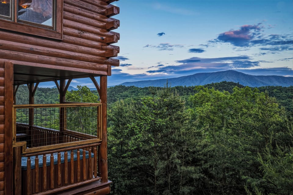 Private hot tub with mountain views