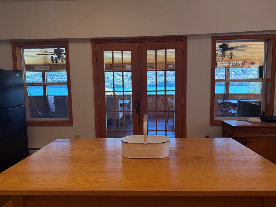 Large Kitchen with doors directly onto the covered porch