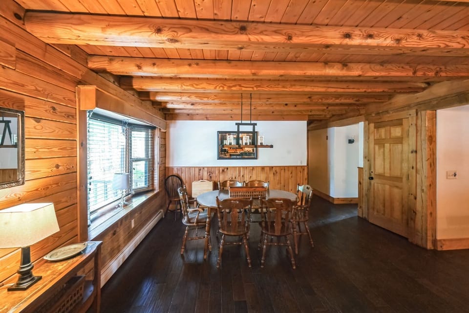 Indoors, Hardwood, Stained Wood, Lamp, Dining Table