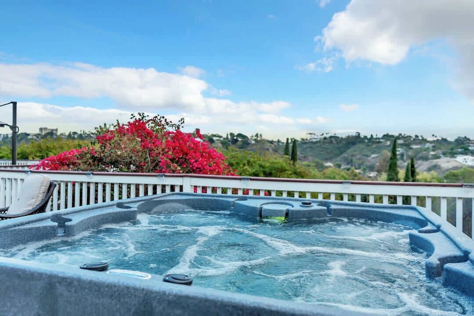 Hot tub on the terrace with a nice view