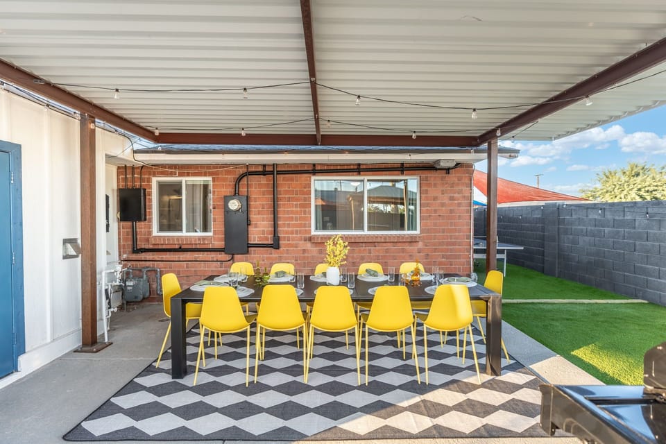 Outdoor covered dining. Seating for 12