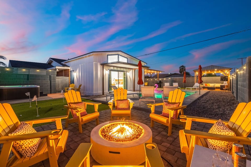 Gather around the firepit after sundown