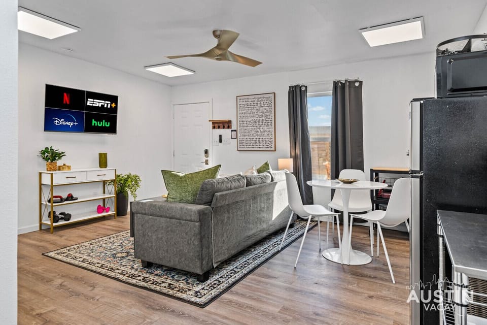 An open layout that blends dining, lounging, and entertainment into one easy space