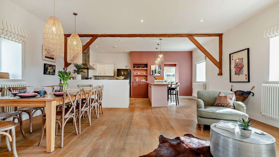 The large living space will be the hub of your stay where you can all relax, dine and cook together.