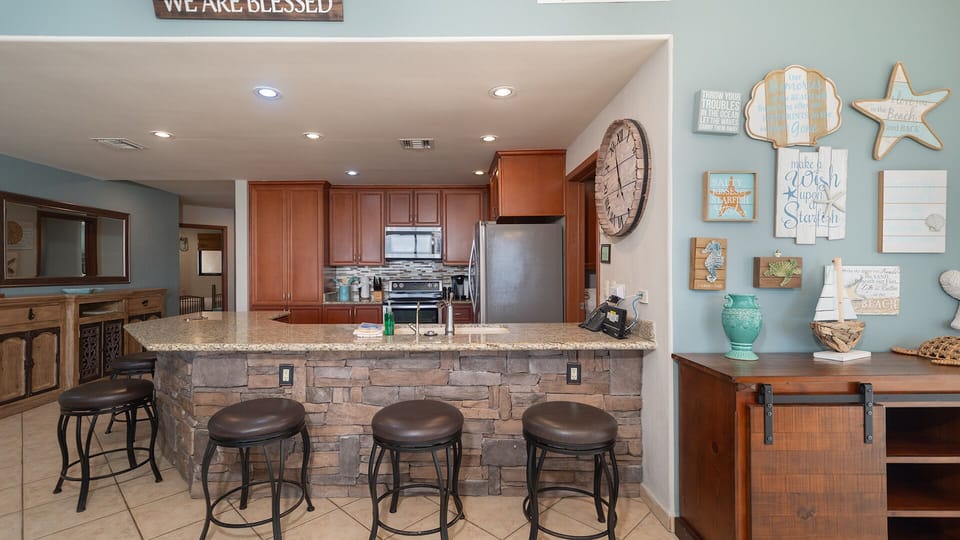 Bar stools at the kitchen counter