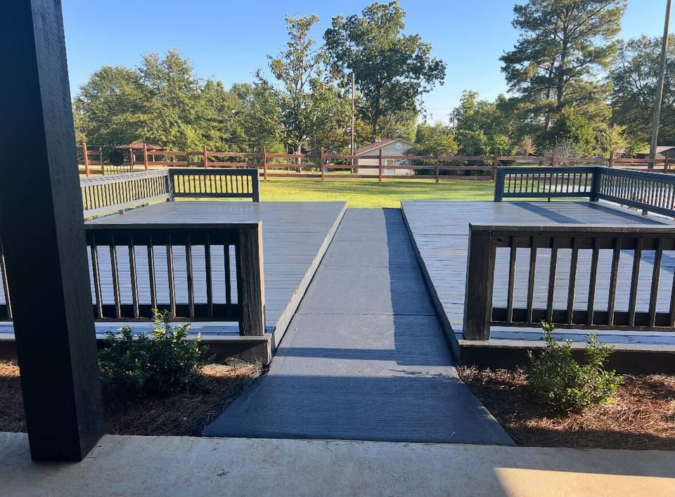 Dual deck directly outside the door