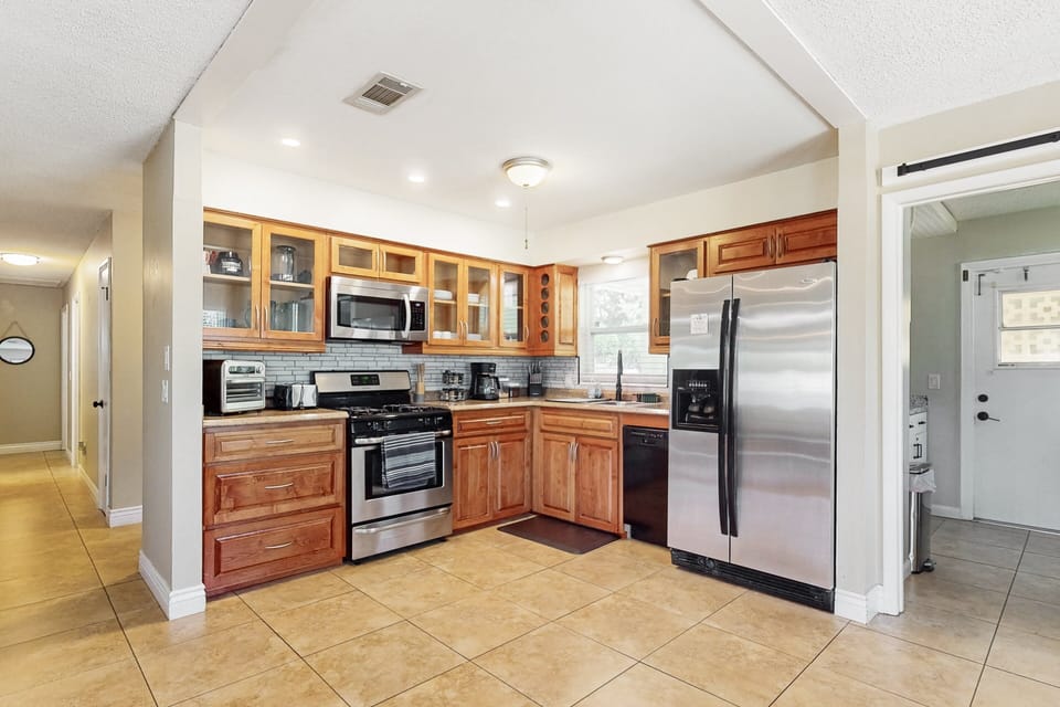 Fully equipped kitchen with modern appliances