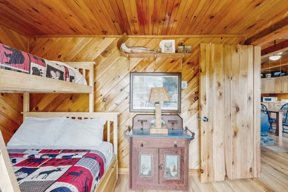 Bunk room with full and twin beds — perfect for kids or friends.