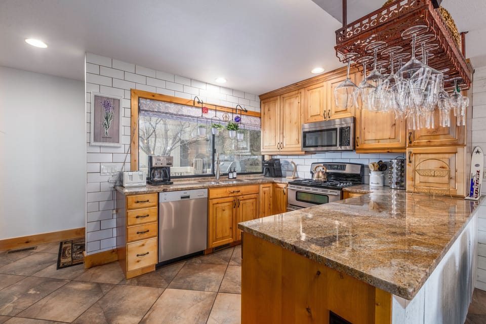 Kitchen with big windows