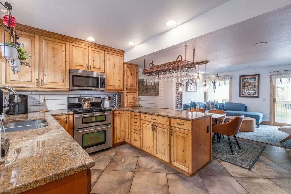 Kitchen with stainless steel appliances