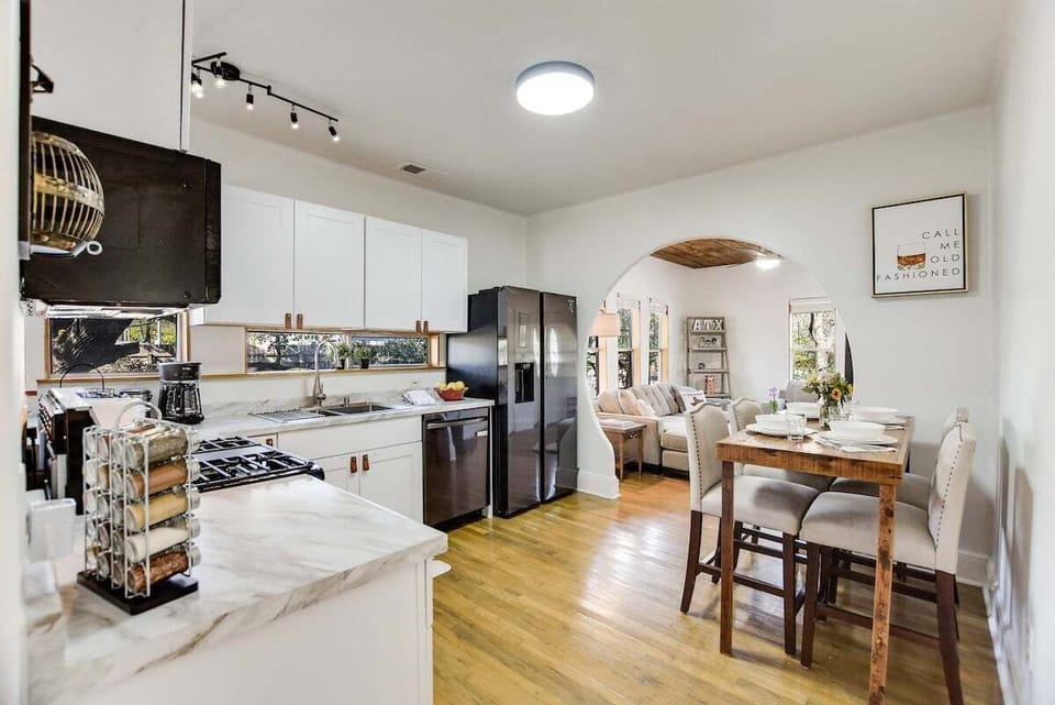 Kitchen and dining area opens to the living room.