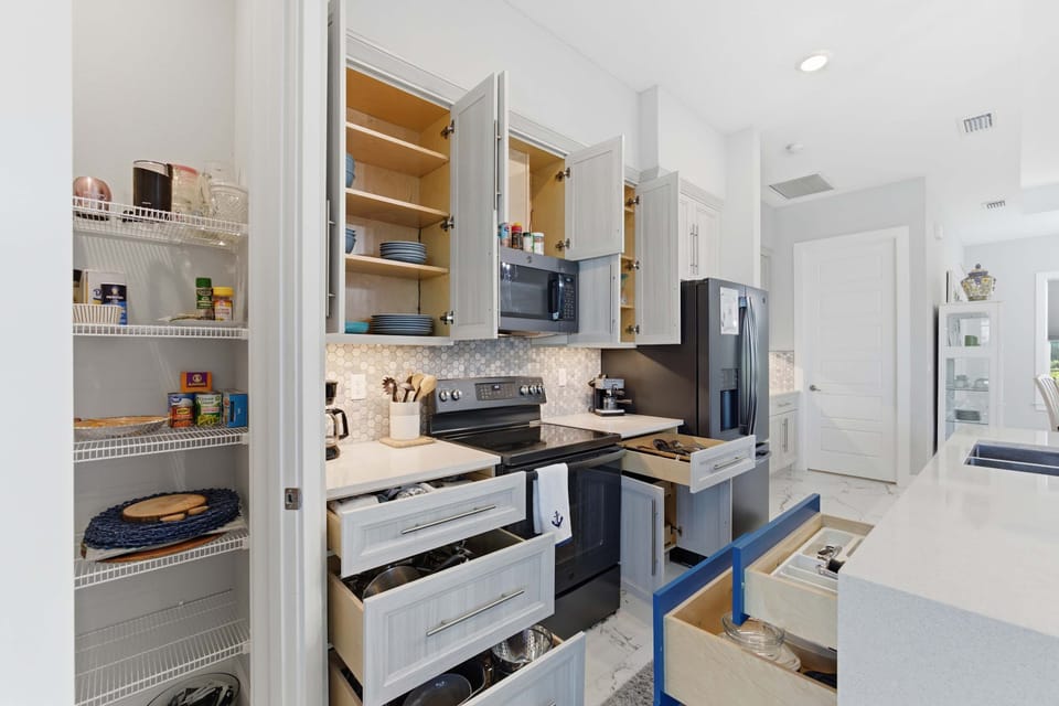 Nicely equipped to serve up to 10 guests with beautiful soft closing cabinets