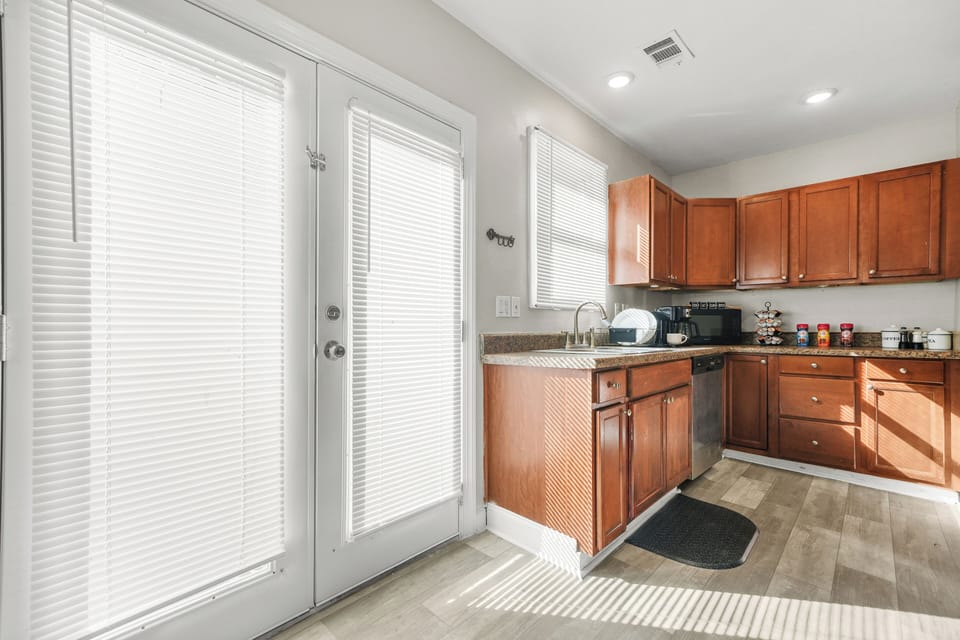 French doors in kitchen