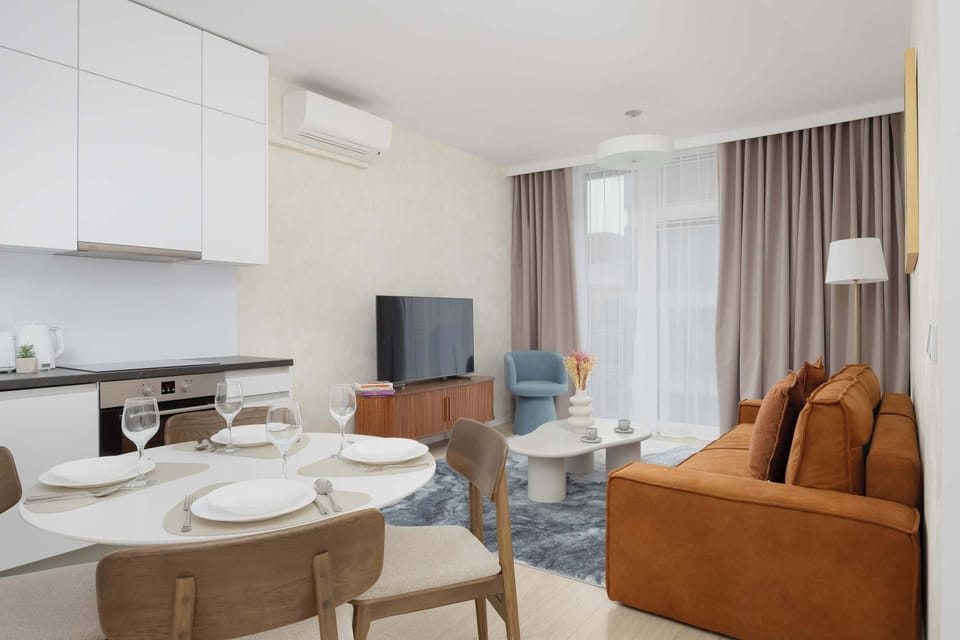 The elegant living room perfect for both relaxation and entertainment.