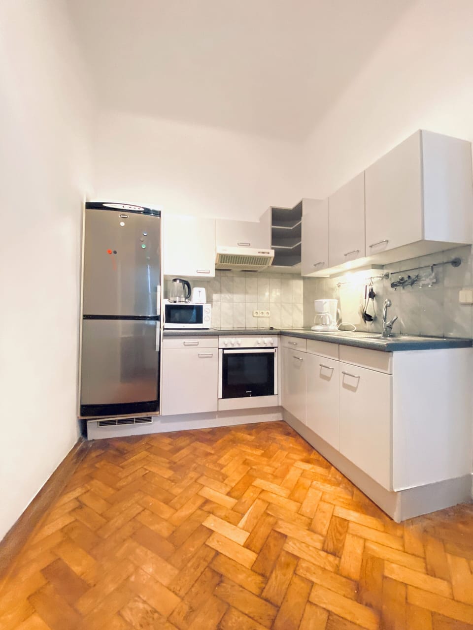 Basic Apartment | Private kitchen | Fridge, microwave, oven, stovetop