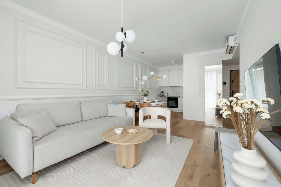 The bright living room provides a place to spend time with your loved ones.