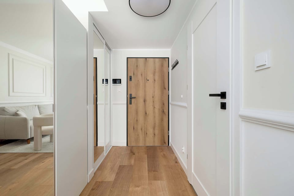 A bright hallway with a modern and stylish finish.