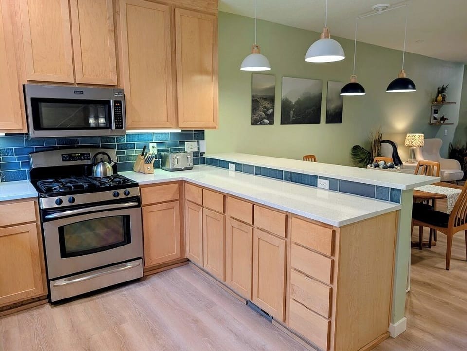 Plenty of counter space in the kitchen for any size meal
