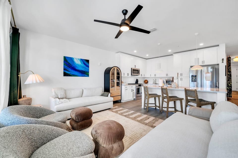 Open Concept Living, Dining, and Kitchen