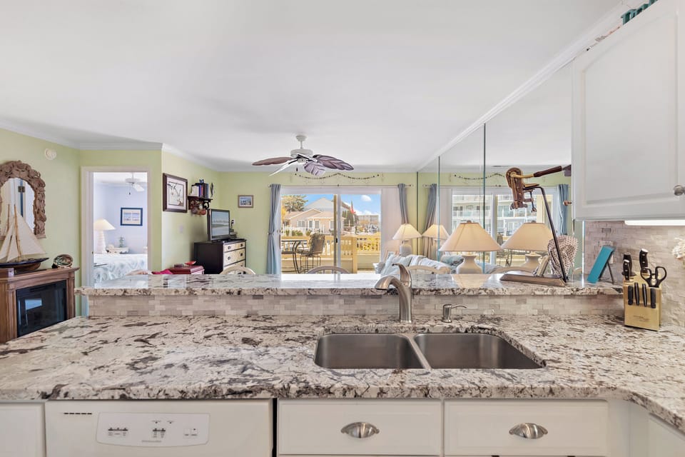 With beautiful granite countertops