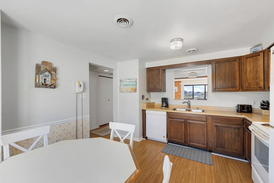 This open kitchen is wonderful for a quick breakfast or a full dinner