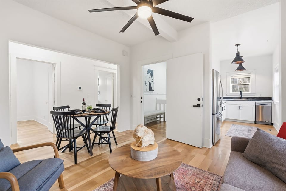 Living Area, Dining, and Kitchen (upper level)