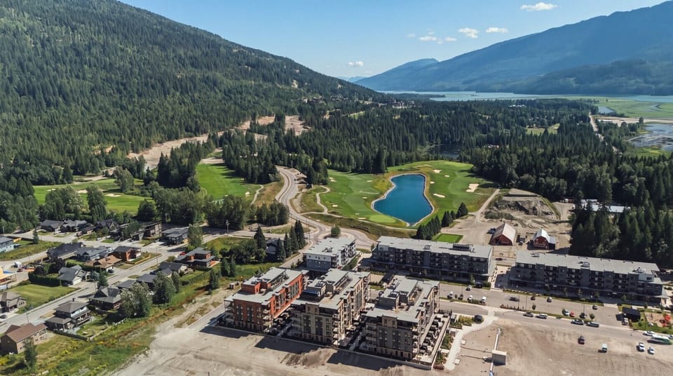 Drone shot of building location