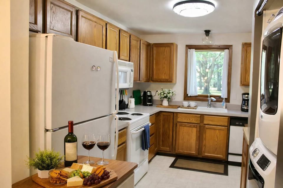 Wine and cheese while your cooking a gourmet meal in the spacious kitchen.