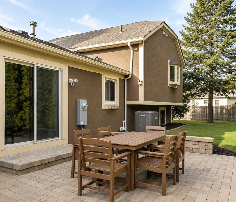Lounge the day away or dine alfresco on the private patio​