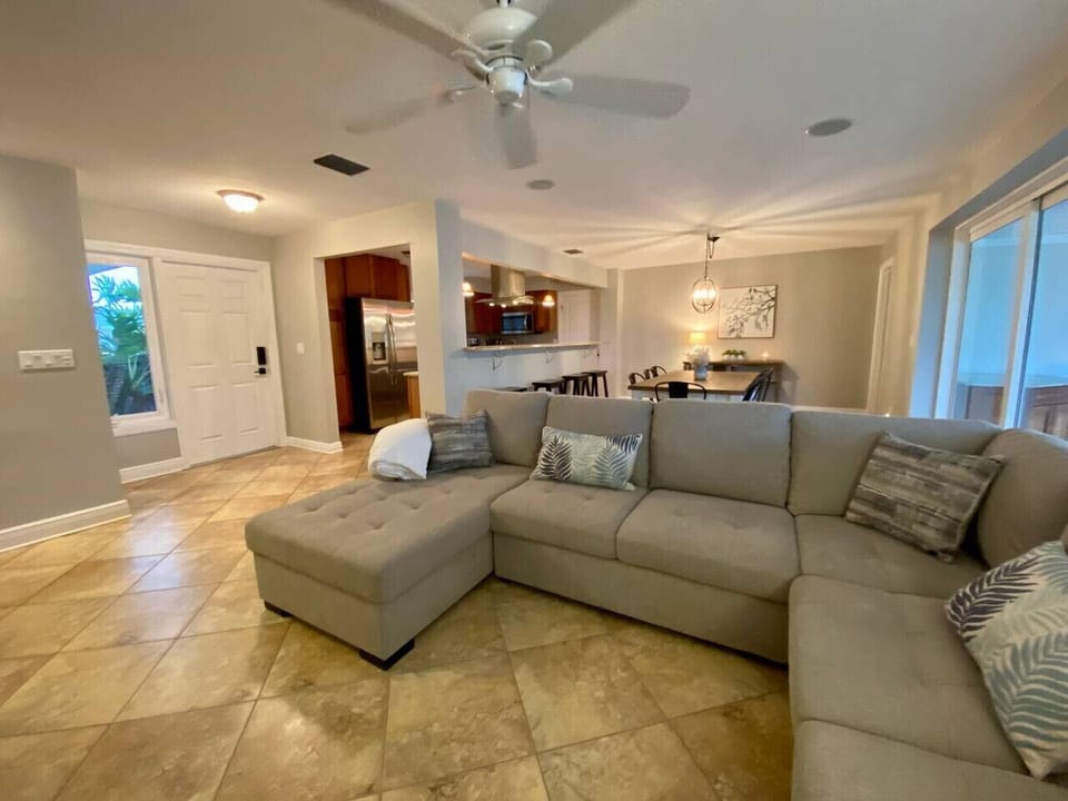 Living Room - pull out sofa. TV trays provided for food and beverage.