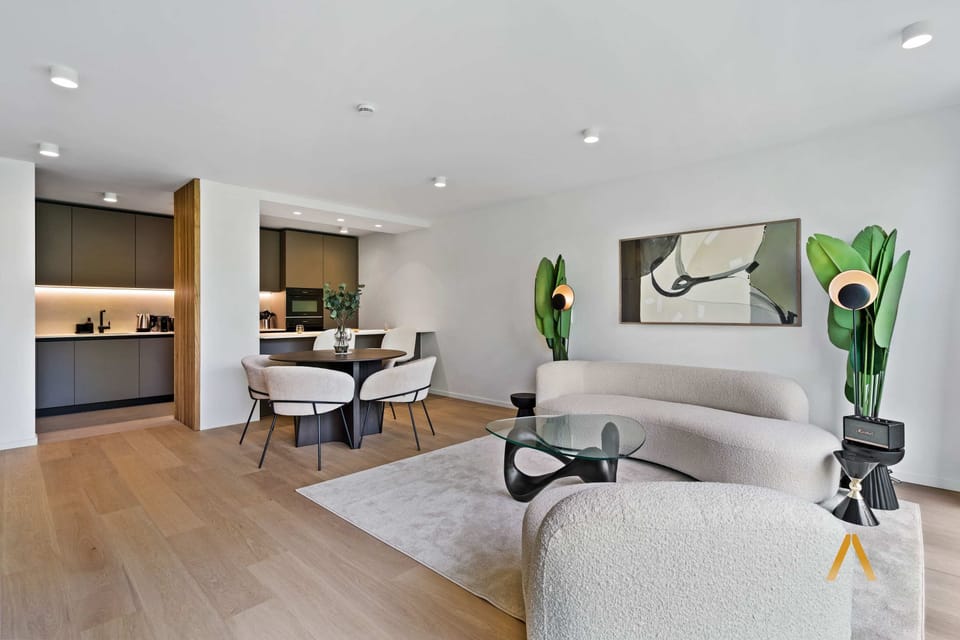 Artistic plant and decor for a natural touch in the living area.