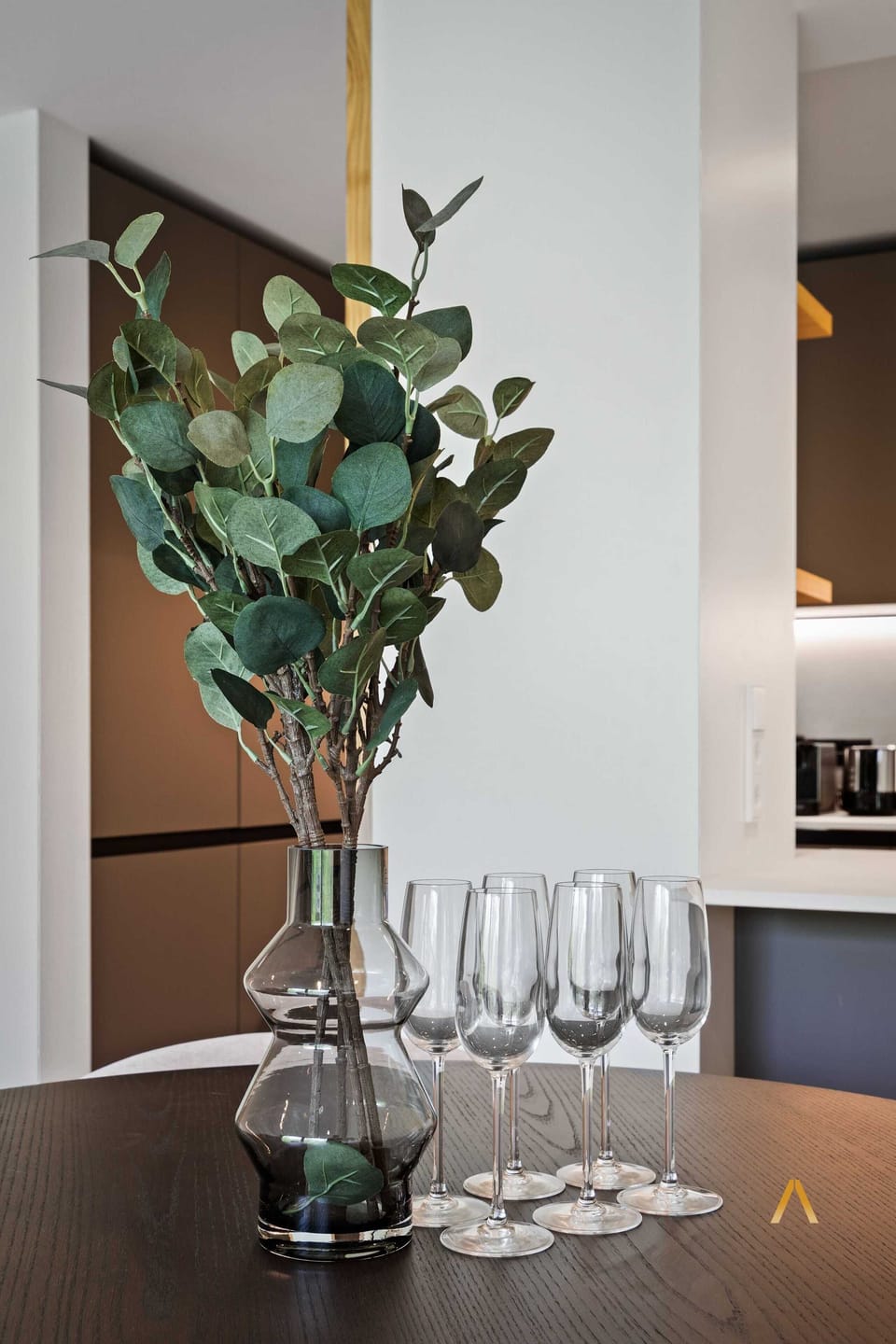 Modern decor and artwork add character to the living space.