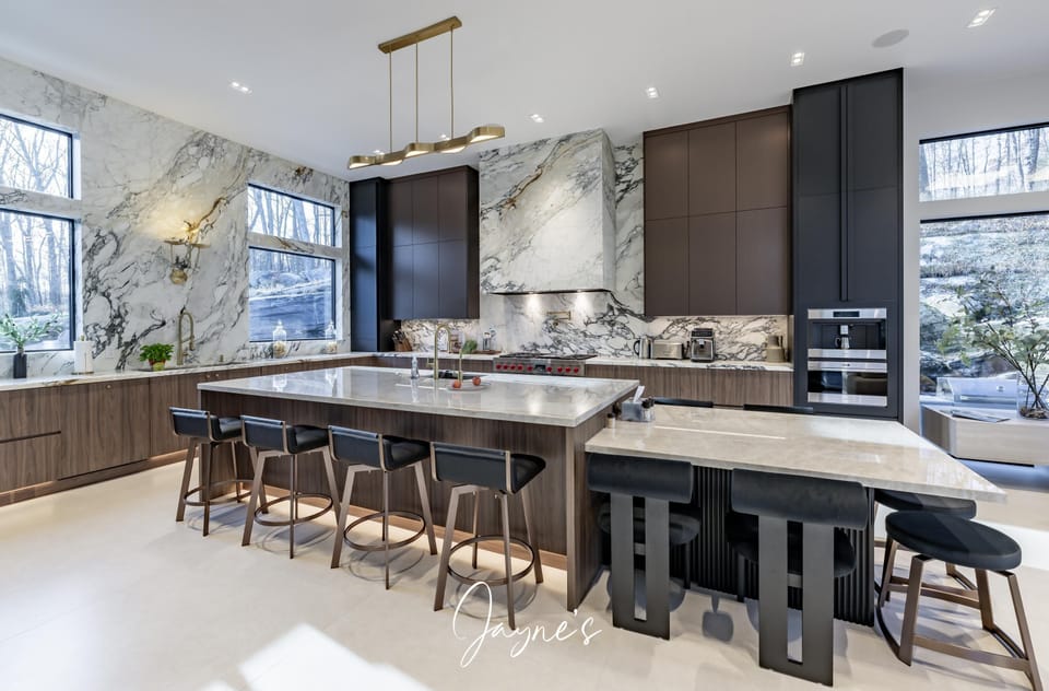 Sleek modern kitchen with spacious island and bar seating