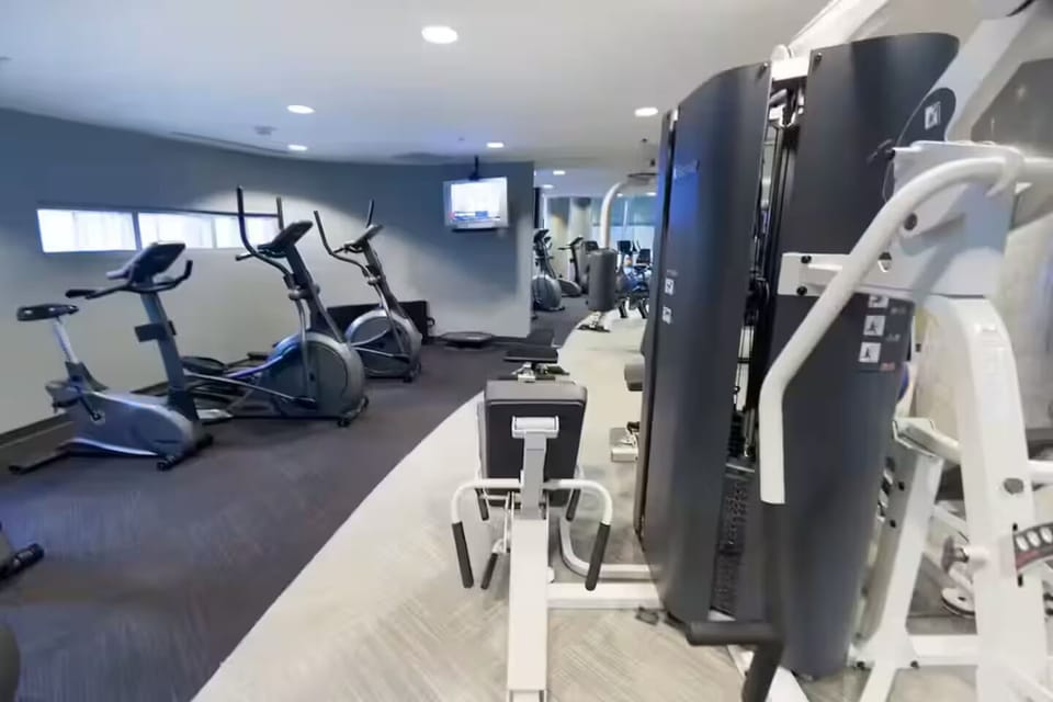 Building Gym just steps away from our patio